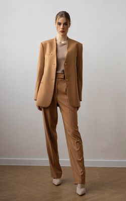 Брюки прямого кроя бежевые