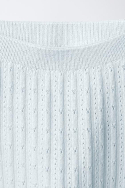 ZARA РИФЛЕНЫЕ БРЮКИ С АЖУРНЫМИ ВСТАВКАМИ, ГОЛУБОЙ