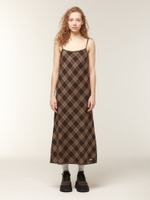 Платье Brown Plaid Midi Slip Dress