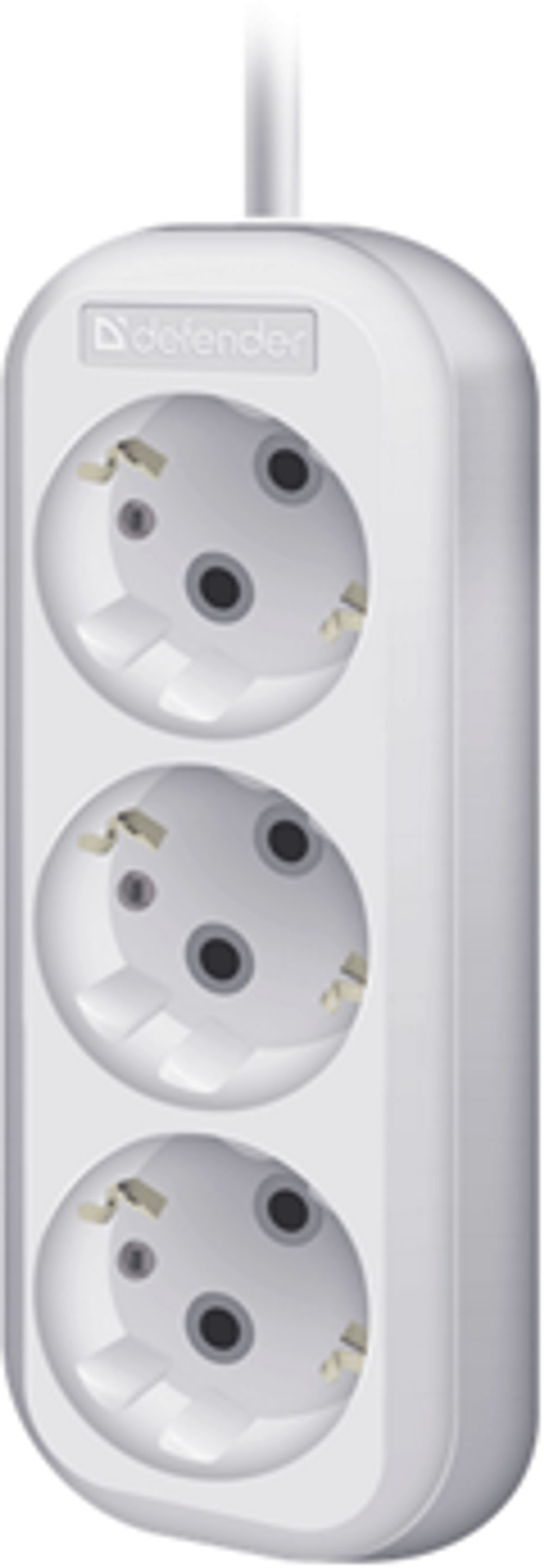 Удлинитель с заземлением Defender R330 16 А, 7 м, 3 розетки, белый