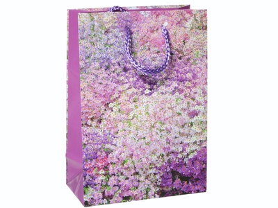Пакет бумажный 14*20*7см с ручками "Цветы" микс