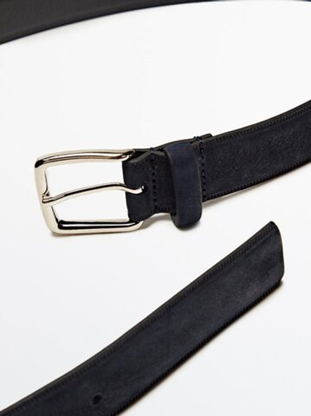Massimo Dutti Ремень из нубука, темно-стний