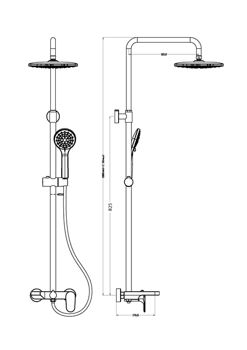 Boheme Стойка для душа со смесителем SPECTRE черный матовый