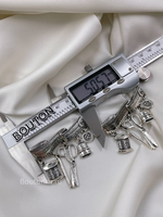 Брошь серебристая в форме "Портновского Метра" с подвесками