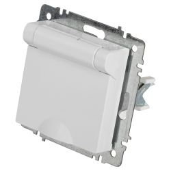 Розетка Intro Accent 6-203-01 2P+E Schuko с крышкой, 16А-250В, IP20, СУ, AL/CU, белый | Intro