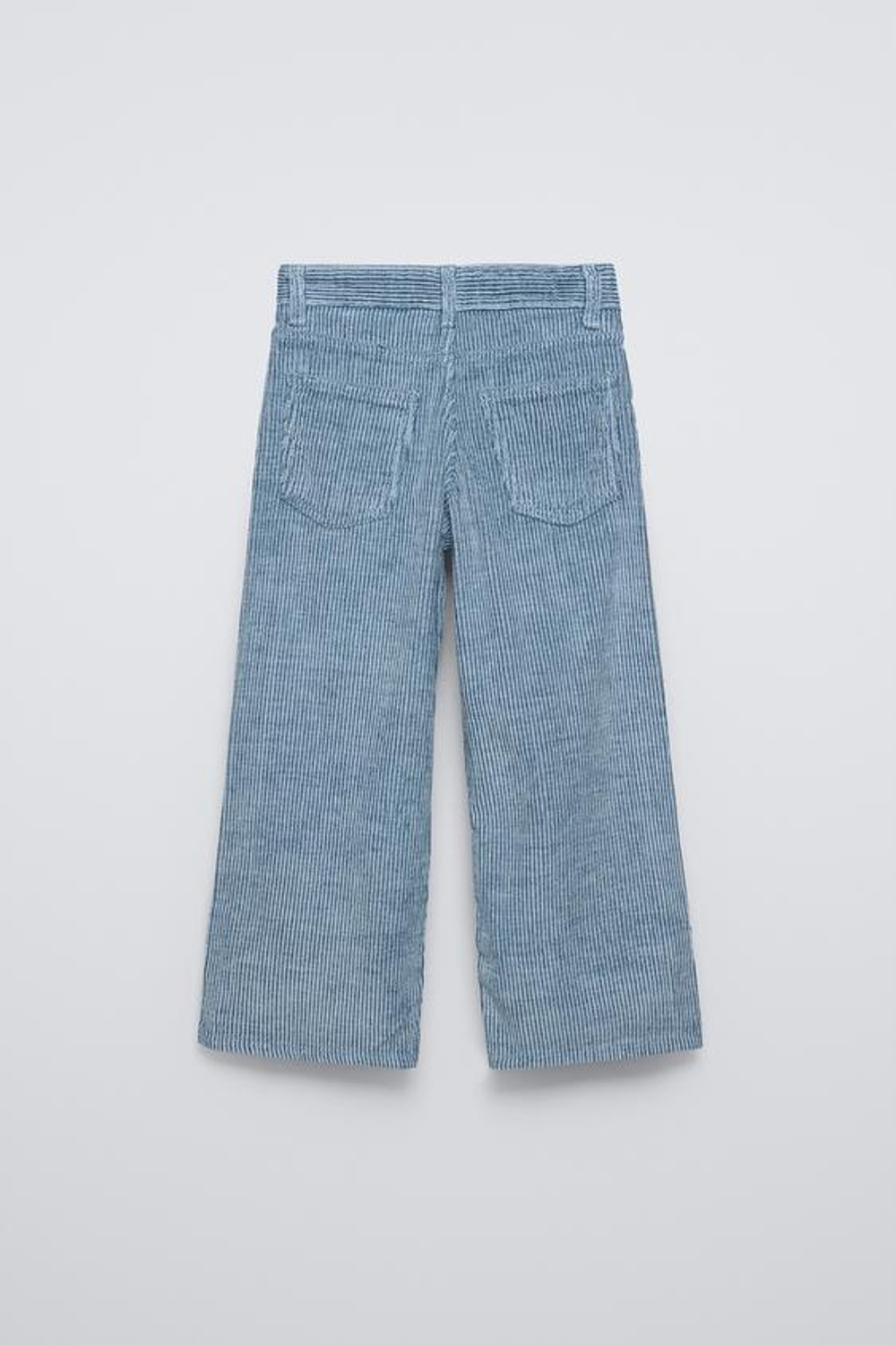 ZARA БРЮКИ WIDE LEG ИЗ ВЕЛЬВЕТА С ЭФФЕКТОМ ПОТЕРТОСТИ, СИНИЙ