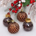 Новогодние шары 6 см (набор 4 шт) «Яркая метель», шоколад/шампань
