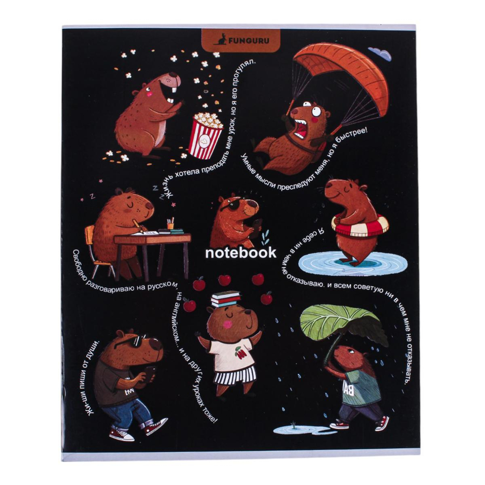 Тетрадь А5 48л клетка 98% (Funguru), микс цветов (комплект 3 шт)