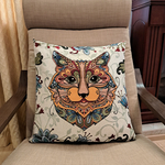Декоративный гобеленовый чехол для интерьерной подушки Мозаика Кот 47*47