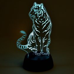 ULI-M507 RGB-3AA TIGER-BLACK Светильник декоративный с эффектом 3D Тигр. на батарейках 3AA не в-к. 1 светодиод. RGB свет. TM Uniel