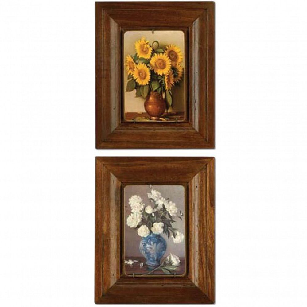 Картины "Букеты с пионами и мимозой"