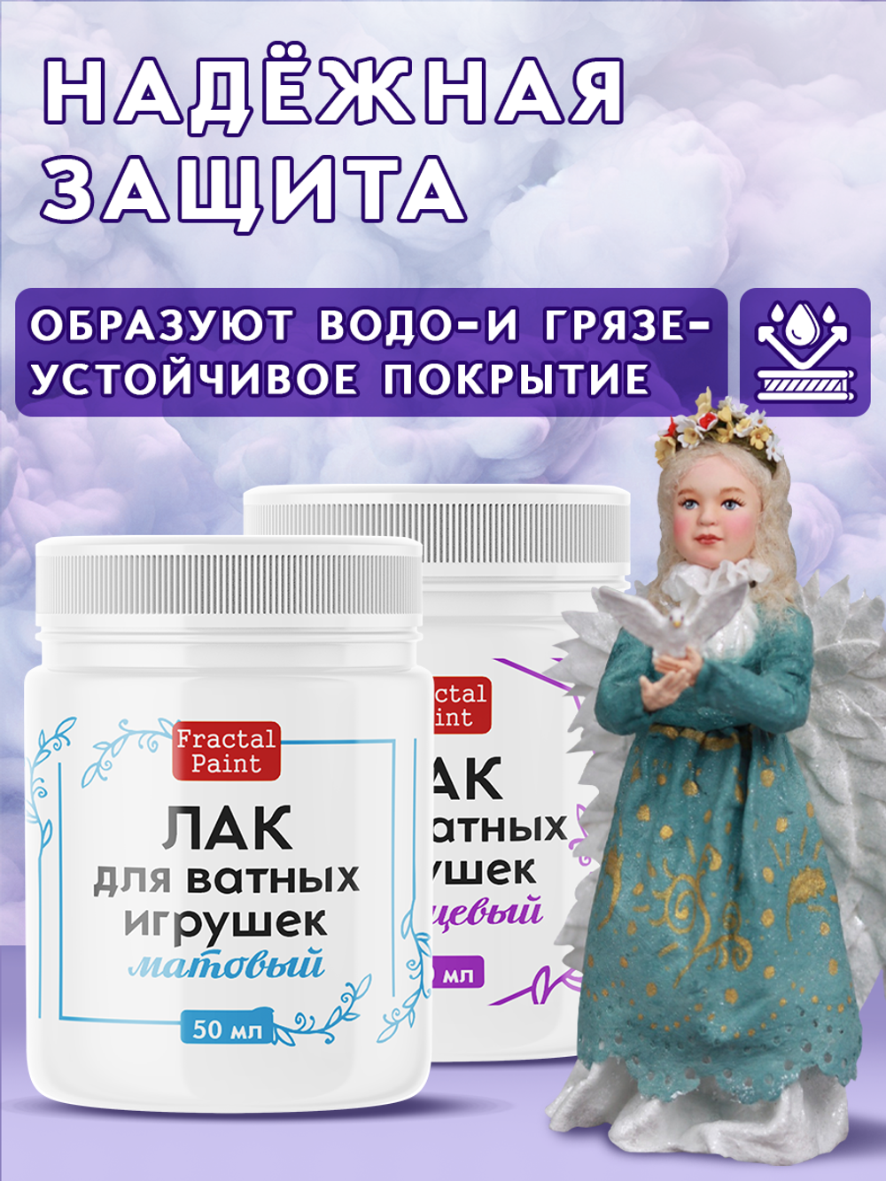 Комбо лаков для ватных игрушек (матовый+глянцевый) 2х50 мл