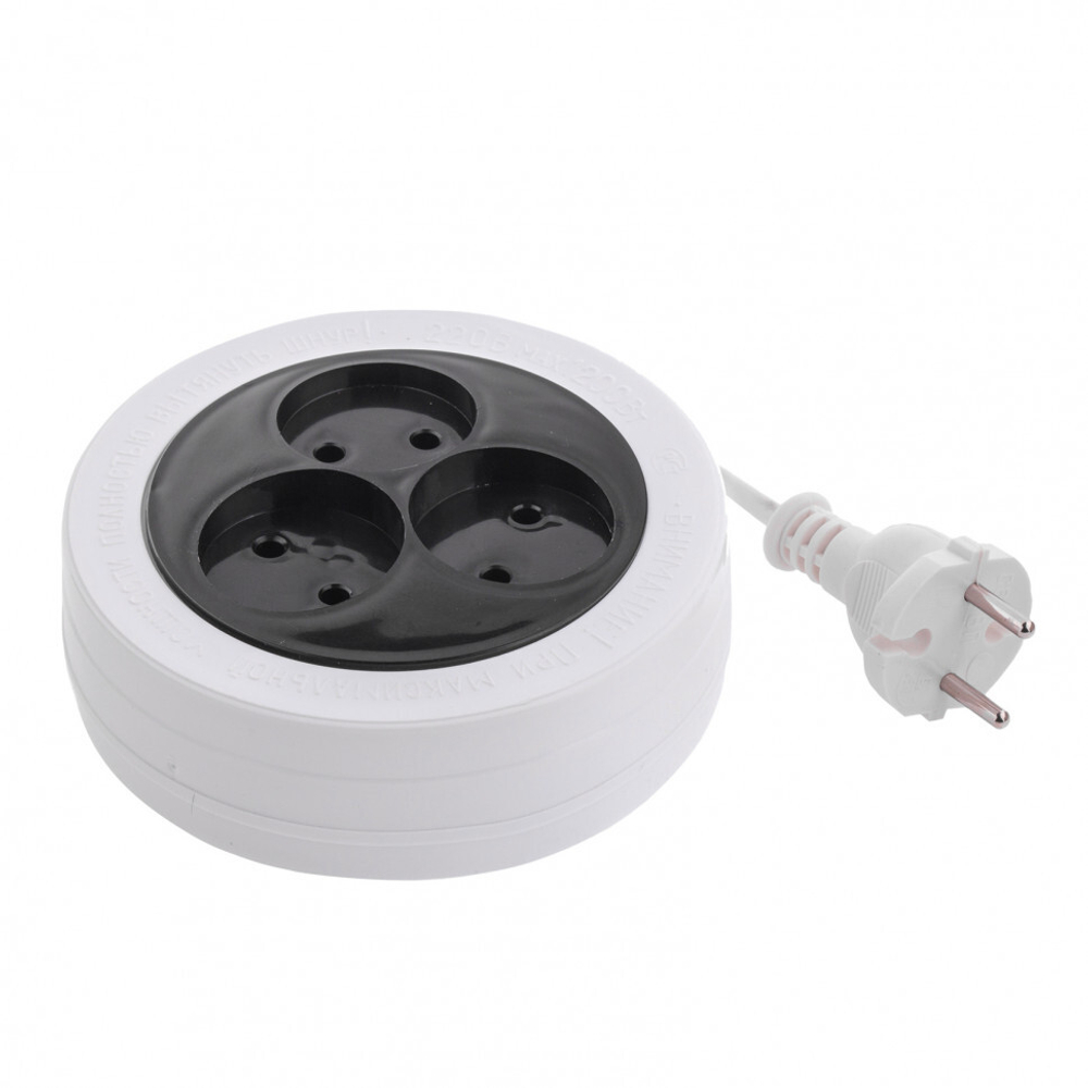 Удлинитель электрический бытовой рулетка, 3 м, 3 розетки, 6 А, тип УХ-6 Сибртех