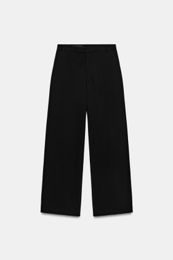 ZARA ШИРОКИЕ БРЮКИ С НИЗКОЙ ПОСАДКОЙ, ЧЕРНЫЙ