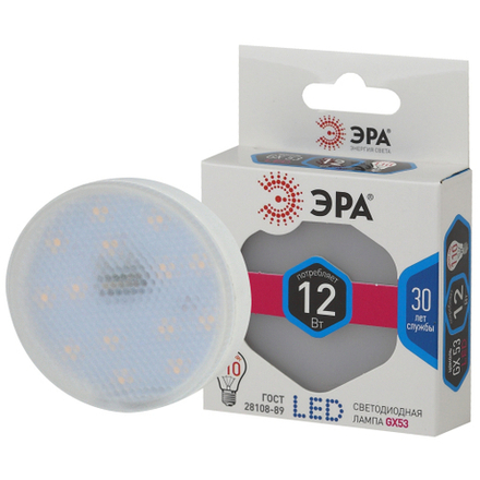 Лампочка светодиодная ЭРА STD LED GX-12W-840-GX53 GX53 12Вт таблетка нейтральный белый свет