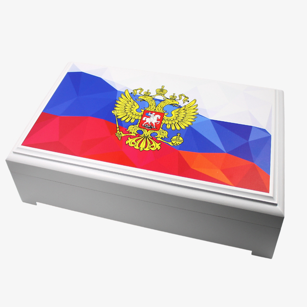 Шкатулка большая Эмаль с изображением 40х25 см белая