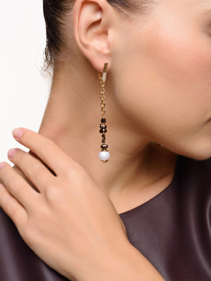 Серьги "Pearl stic hematite" Gold