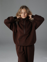 Свитшот с молнией шоколадного цвета unisex