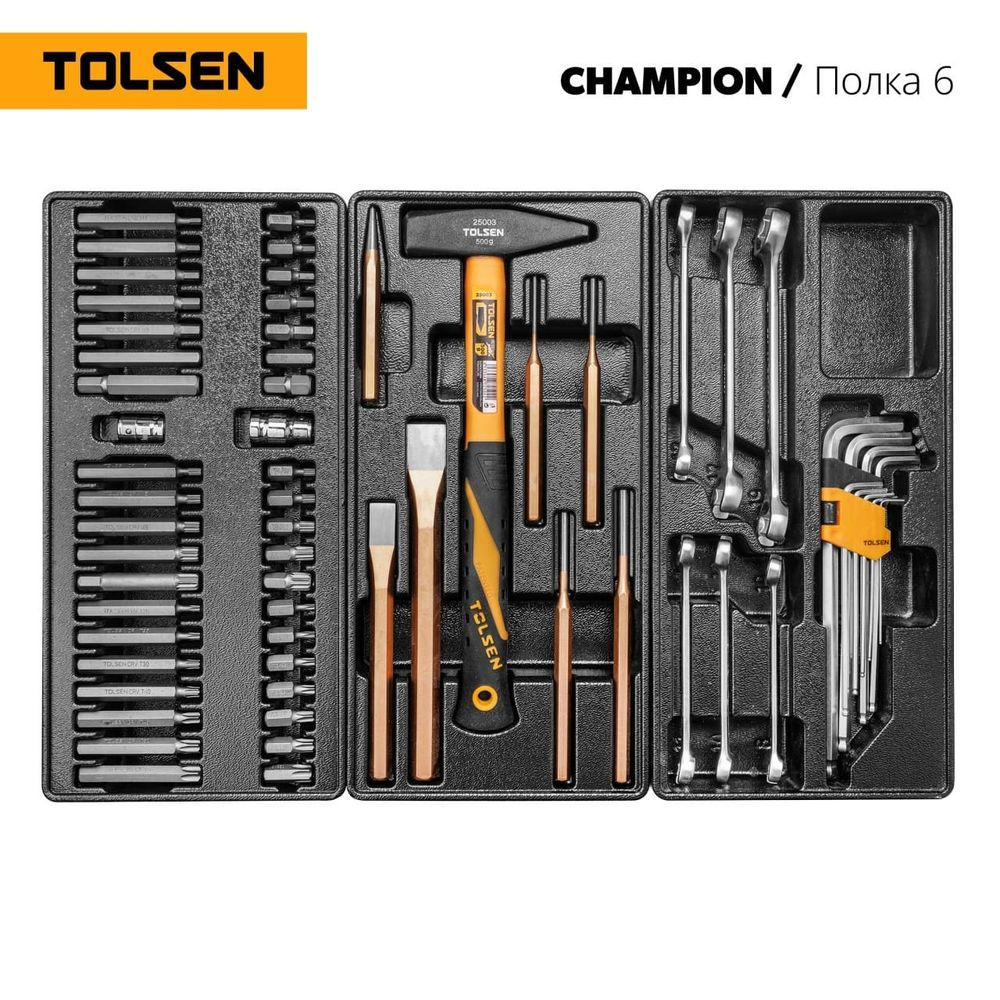 TOLSEN (TT85416) Набор инструментов "CHAMPION" в черной тележке, 239 предметов