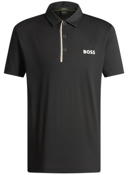 Теннисное поло BOSS Paddy Shirt In Quick-Dry Ribbed Fabric - Black