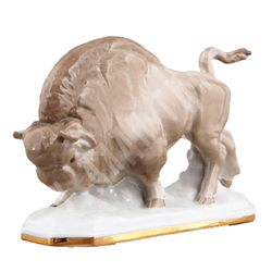 Фарфоровая скульптура. Зубр. С. И Вайнштейн-Машурина. Вербилки. 1950-60-е гг.