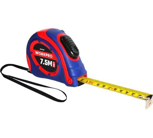 Рулетка пластмассовая WORKPRO 7.5 м (25фут), 25 мм, самоблокирующаяся WP261007