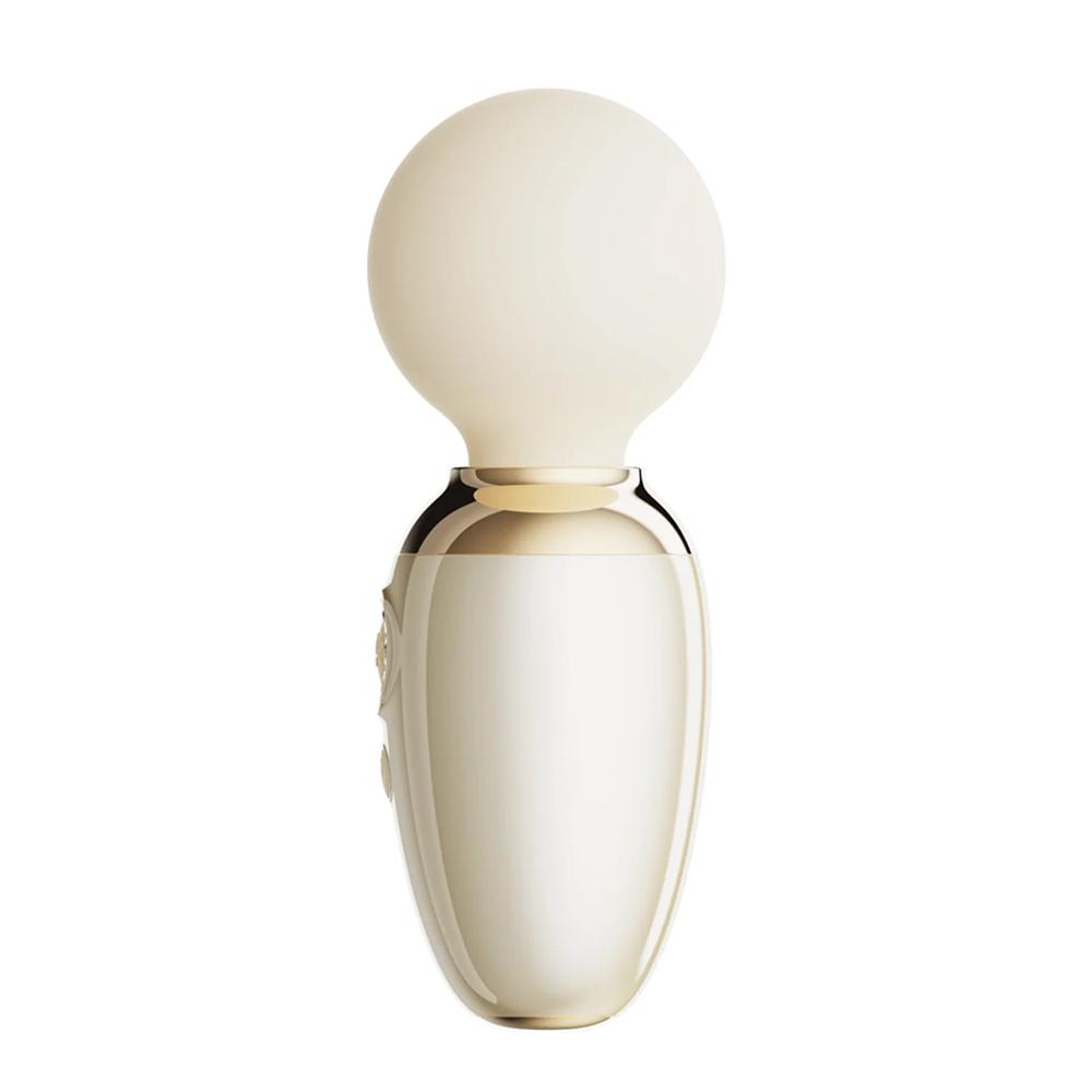 Бежевый мини-массажёр 8,9см с функцией нагрева и управлением через приложение Zalo Ava Mini Wand Massager Ivory White