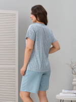 Костюм с шортами КНк-161/шалфей-полоскабуквы