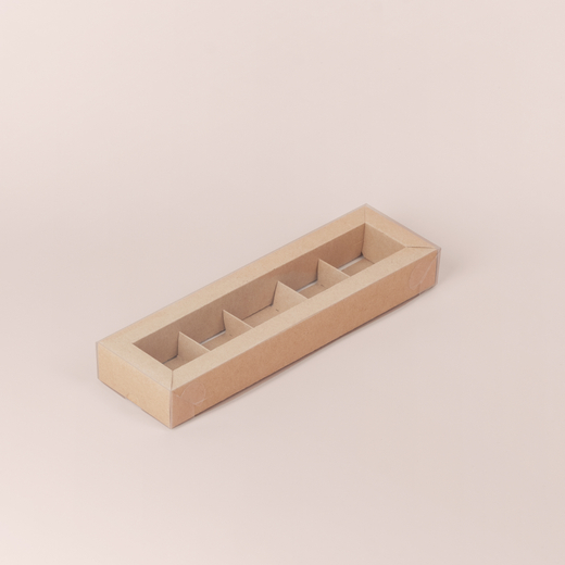 Коробка для 5 конфет с пластиковой крышкой (крафт)