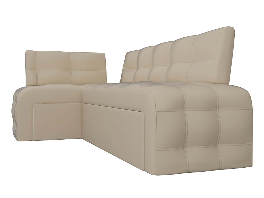 Диван кухонный угловой Люксор левый угол, Бежевый, Экокожа, 28592L