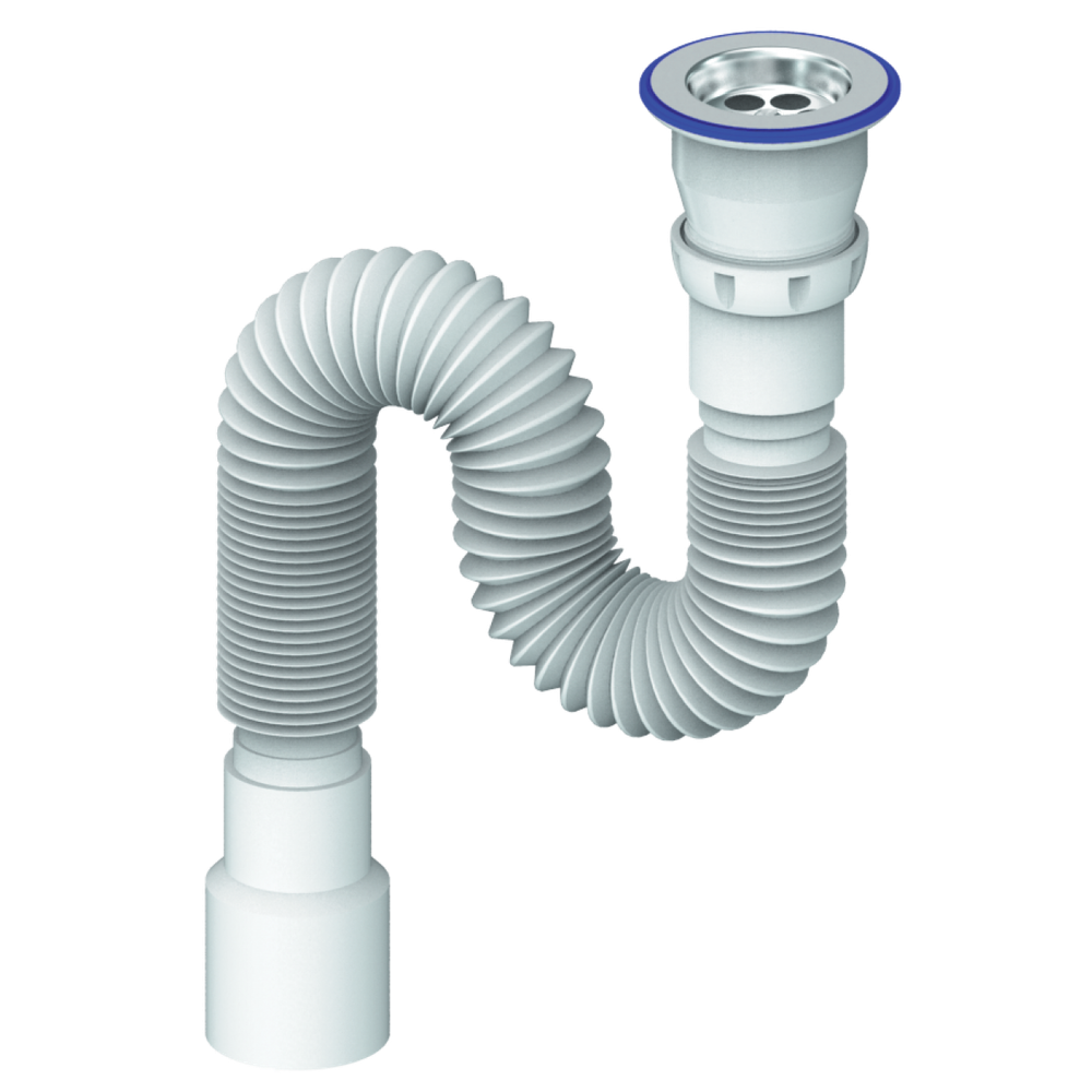 D220 СИФОН ГОФРИРОВАННЫЙ 800мм С ПРИКРУЧИВАЮЩИМСЯ ВЫПУСКОМ 1 1/2  д.40