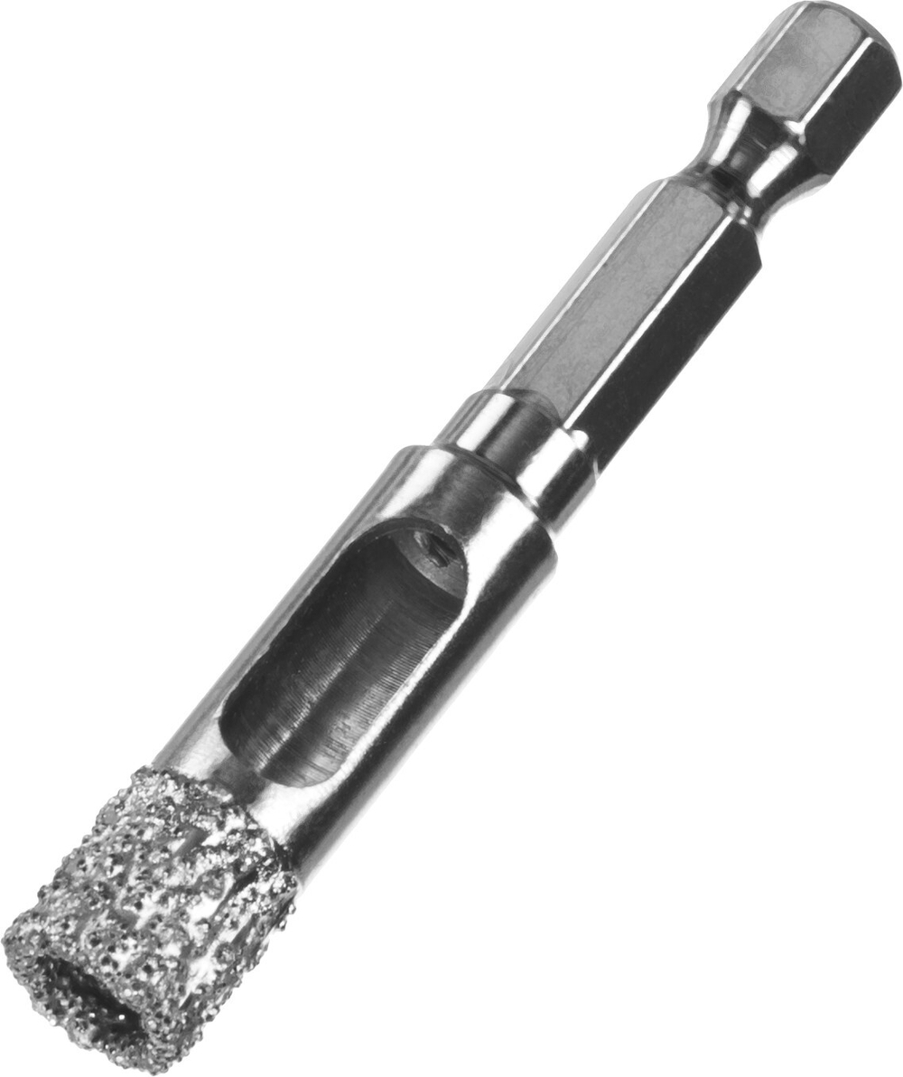 Cверло вакуумное алмазное трубчатое для дрели (HEX 1/4″) d 10 по керамограниту ЗУБР