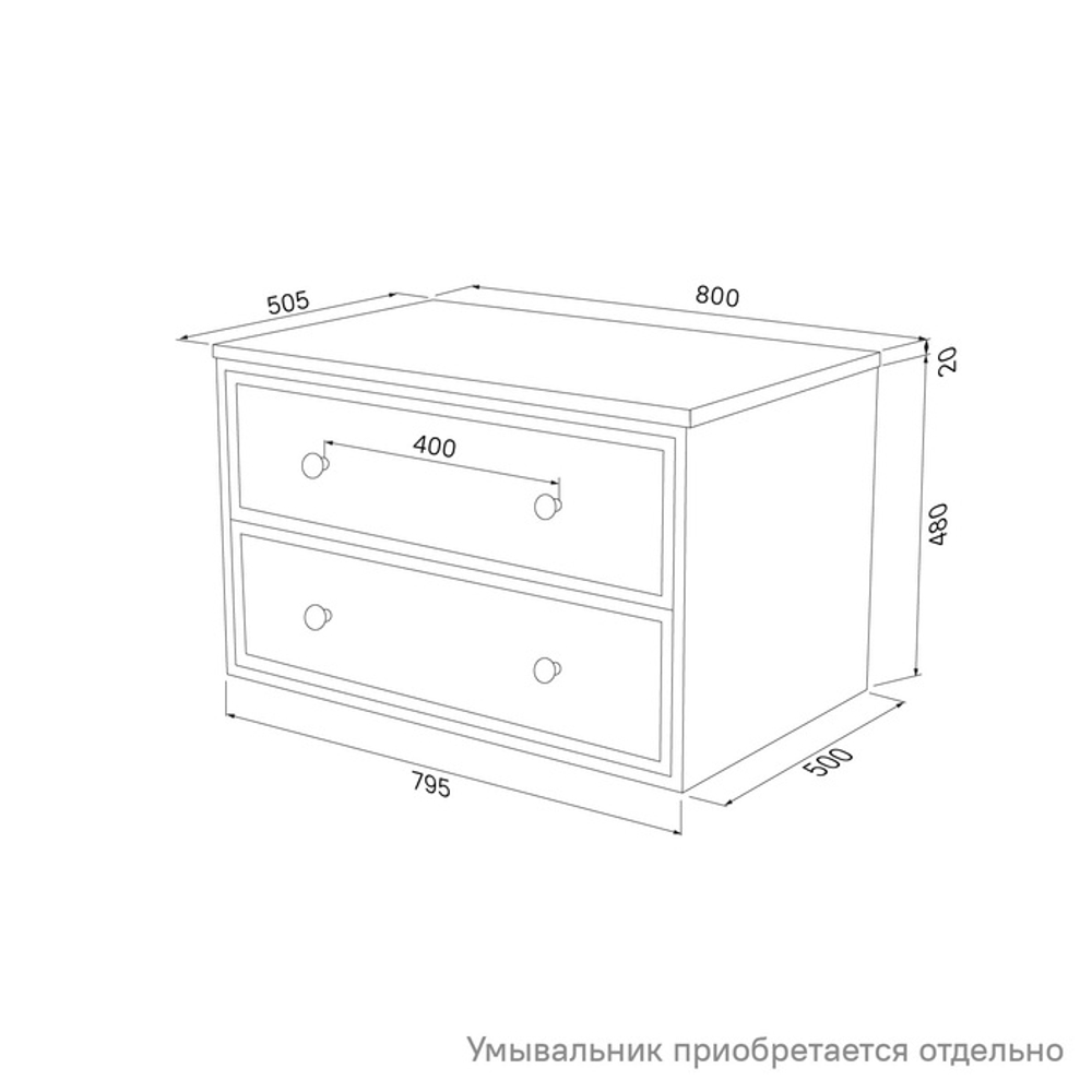 Тумба подвесная IDDIS Torr, со столешницей МДФ, макадамия орех, 80 см, белый матовый, TOR80WMi95K