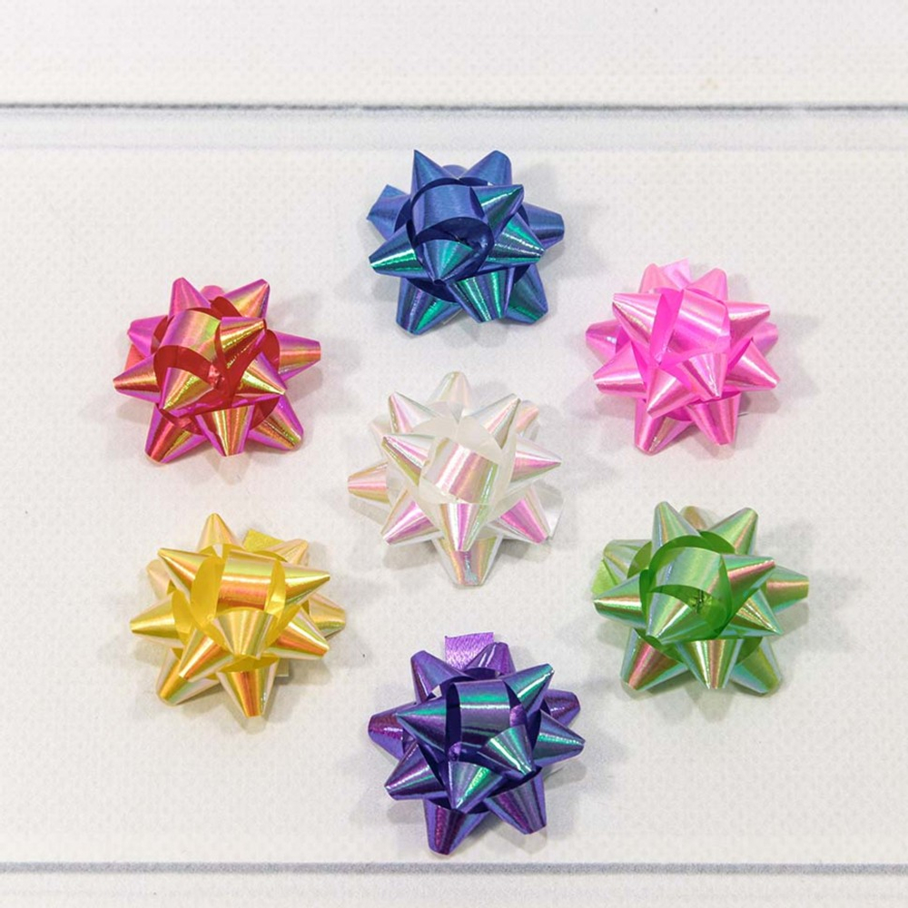 Бант Звезда 3,8см Набор 7 шт на липучке перламутр (Микс)