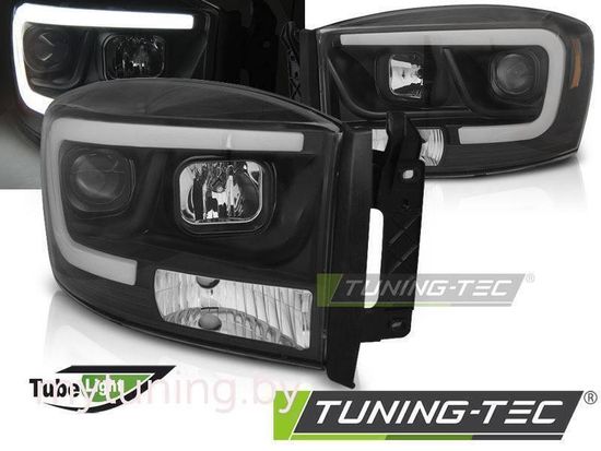 Передние фары TUBE LIGHT BLACK для Dodge Ram 06-08
