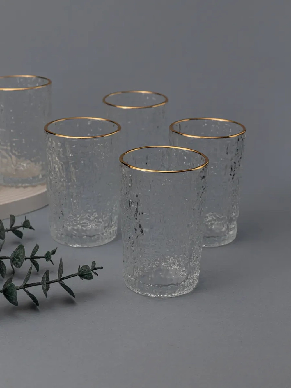 Набор бокалов с узором, 240 мл. 6 шт. С золотой каймой