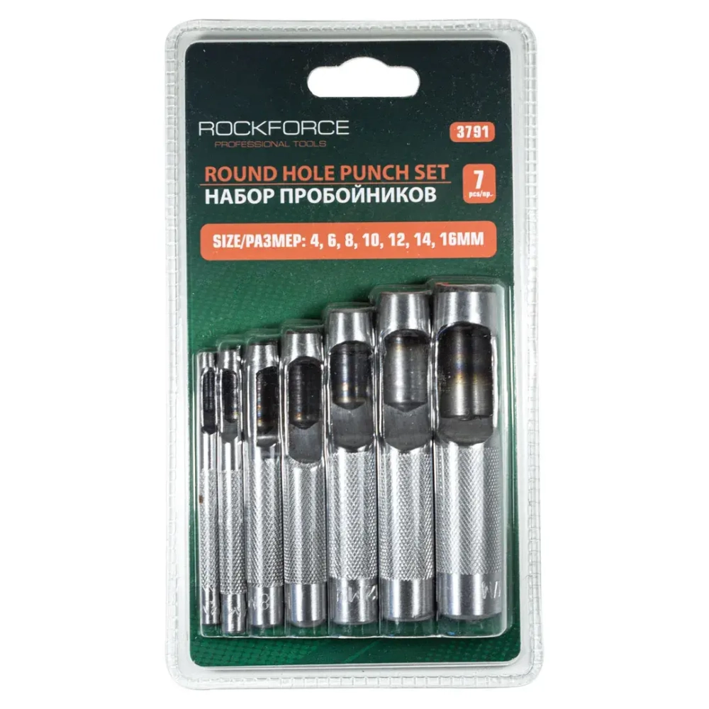 Набор пробойников 7пр. (4, 6, 8, 10, 12, 14, 16мм),в блистере RockForce##Rock FORCE RF-3791