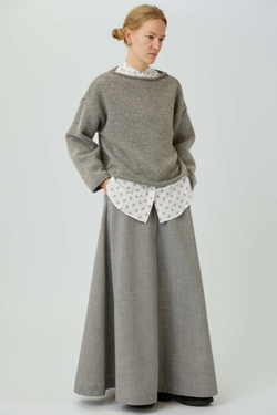 Юбка макси из светло-серой шерсти