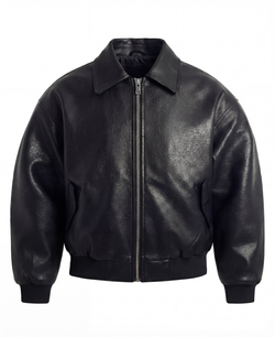 Кожаный Бомбер в черном цвете