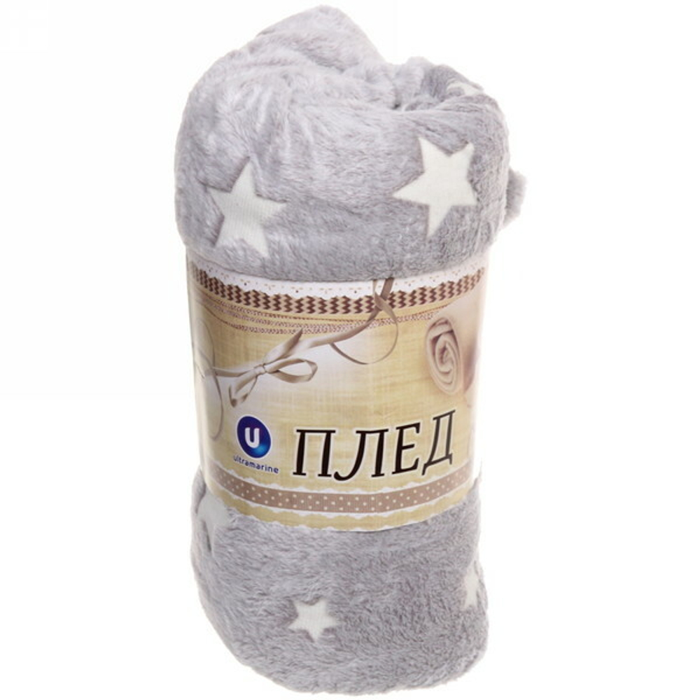 Плед 150*200см «Neon-Звезды» светящийся, цвет серый, микрофлис Ультрамарин