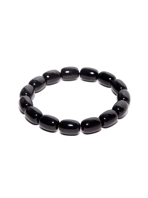 Браслет из цельного натурального камня янтаря, бочонок 12 на 9 мм