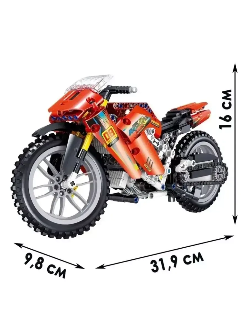 Конструктор Техник Красный мотоцикл 496 деталей QL0481