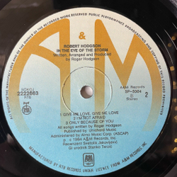 Винтажная виниловая пластинка LP Roger Hodgson In The Eye Of The Storm (Югославия 1985)