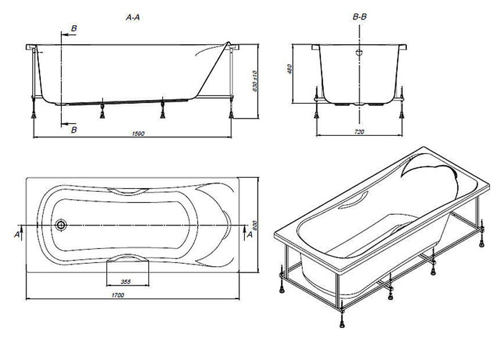 Акриловая ванна Roca BeCool (Рока БиКул) 170x80, ZRU9302852
