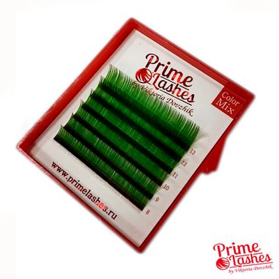 Ресницы Prime Lashes темно-зеленые, микс 6 линий