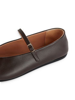 ARKET КОЖАНЫЕ БАЛЕТКИ MARY JANE, ТЕМНО-КОРИЧНЕВЫЙ