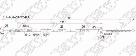 Трос ручника левый Stellox 29-98729-SX Cable