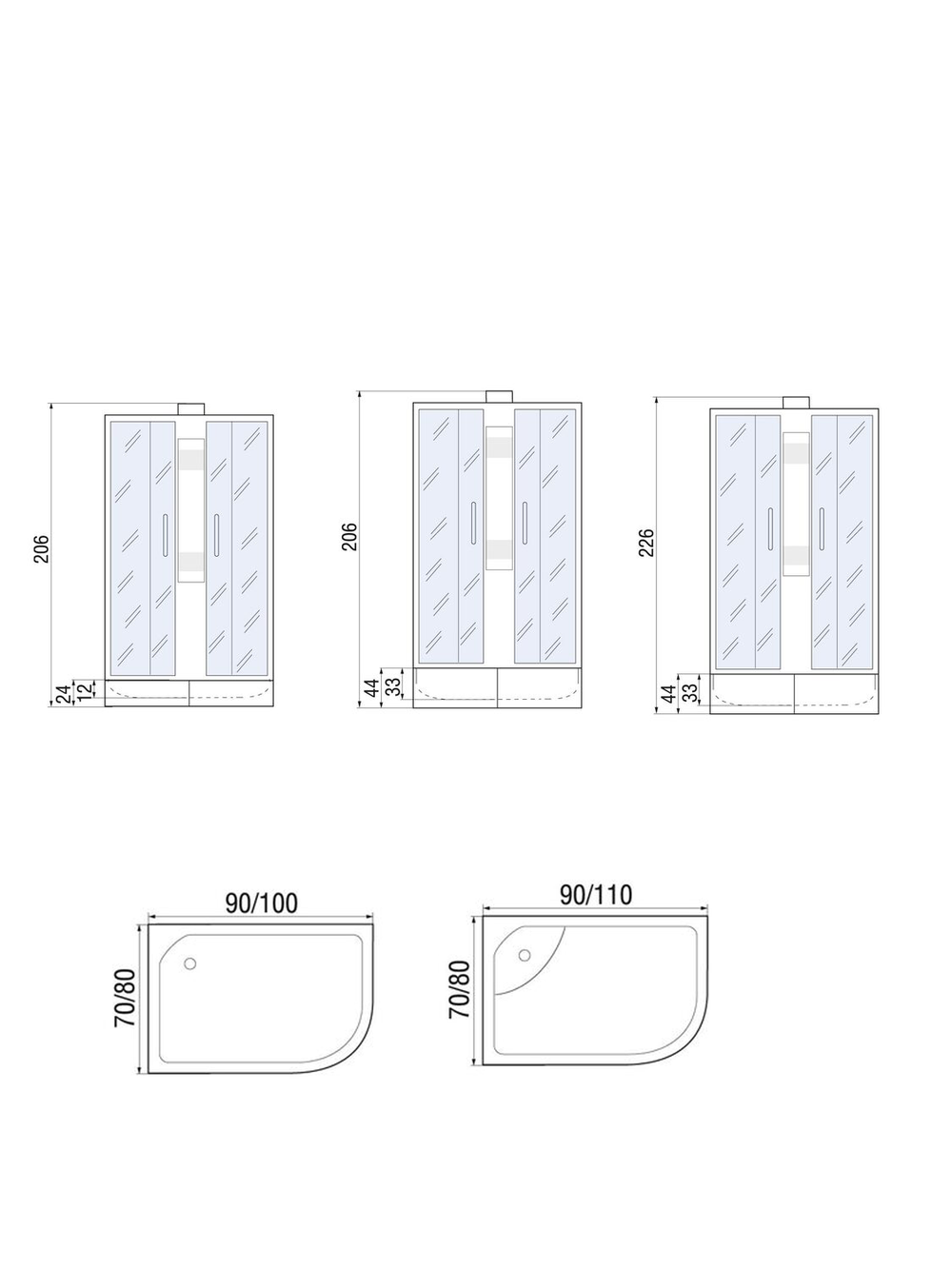 Душевая кабина RIVER NARA Б/К 100/70/24 МТ L Душевая кабина 100x70x206 10000008783