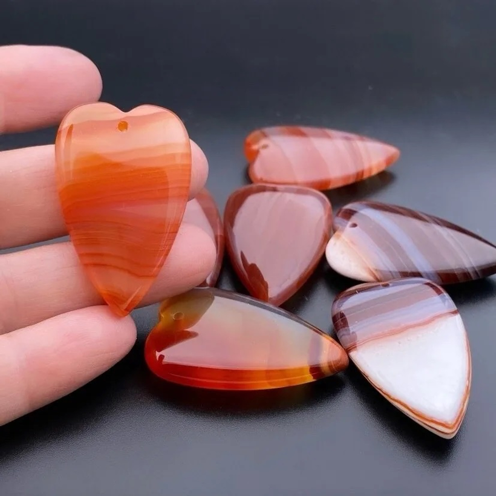 72239-сер Кулон "Вытянутое сердце" из сердолика 40*25мм