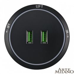 Розетка 2xUSB на треке Arte Milano Am-track-sockets 380066TS LED/USBx2 Black